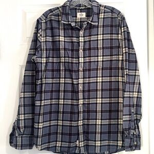 Marine Layer Plaid Button Down Faded Blue Flannel Long Sleeve Shirt Woman’s Sz L